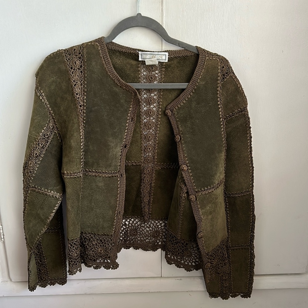 S.M.H Dark green leather coat